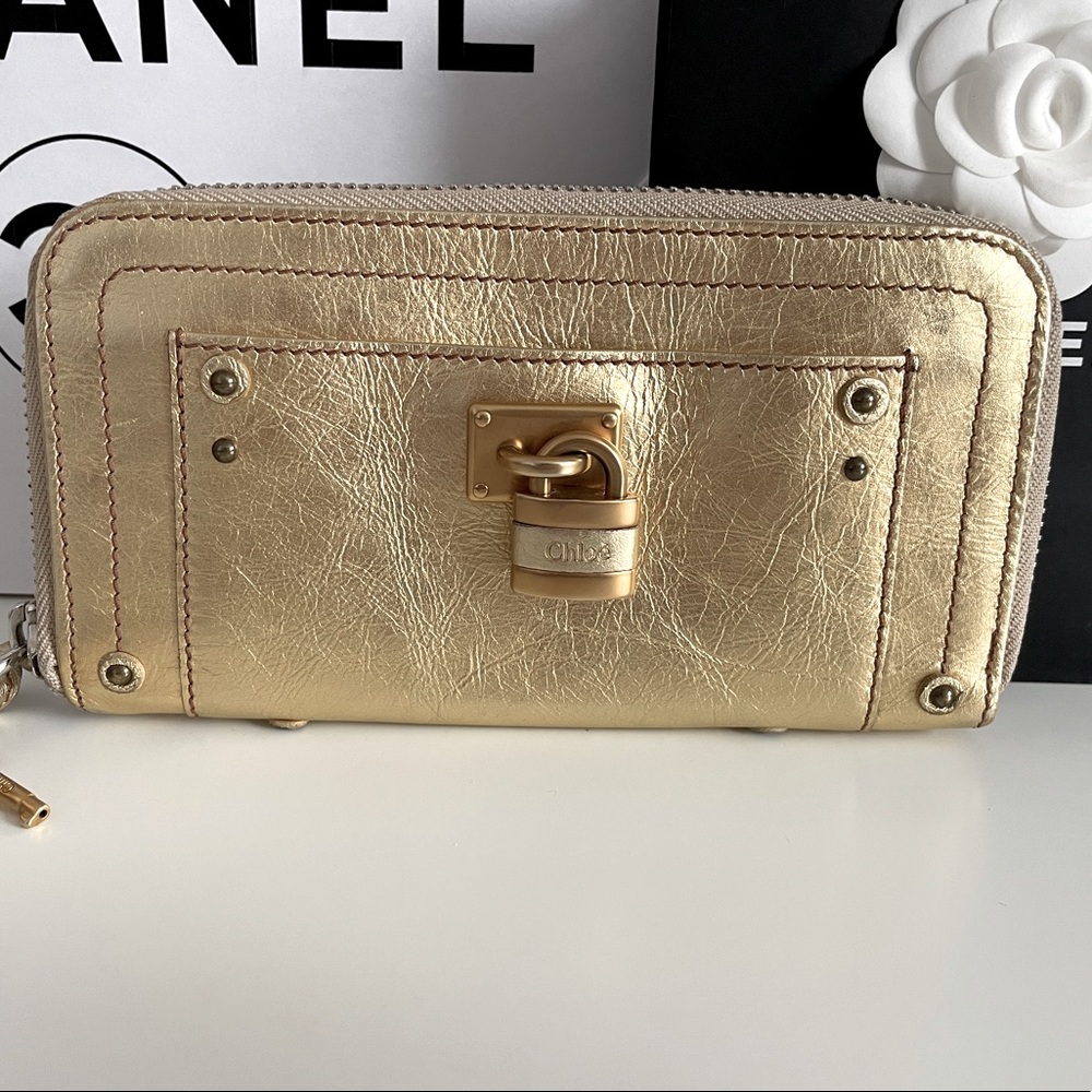 SALE! CHLOE Paddington Zip Wallet Gold